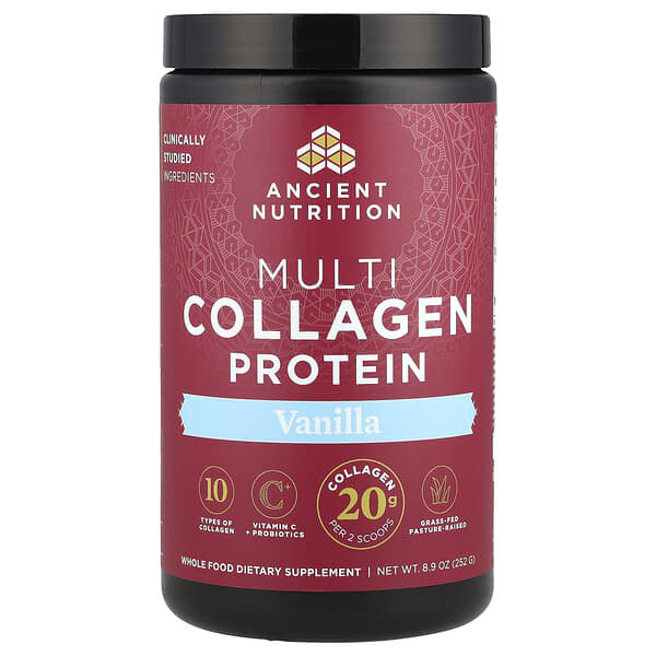 Ancient Nutrition, Multi Collagen Protein, Vanilla, 8.9 oz (252 g)