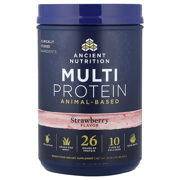 Ancient Nutrition, Multi Protein, Animal-Based, Strawberry, 1.14 lb (518 g)