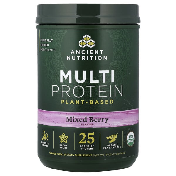 Ancient Nutrition, Multi Protein, Plant Based, Mixed Berry, 1.2 lb (543 g)