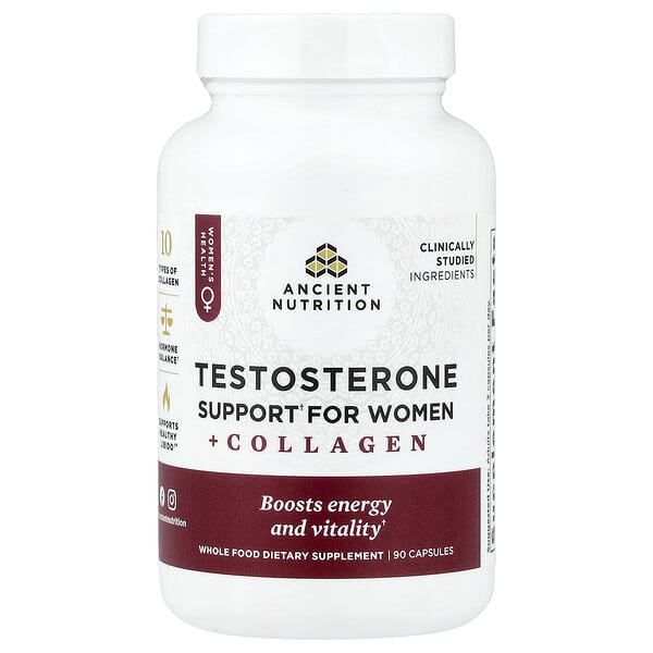 Ancient Nutrition, Testosterone Support for Women + Collagen, 90 Capsules