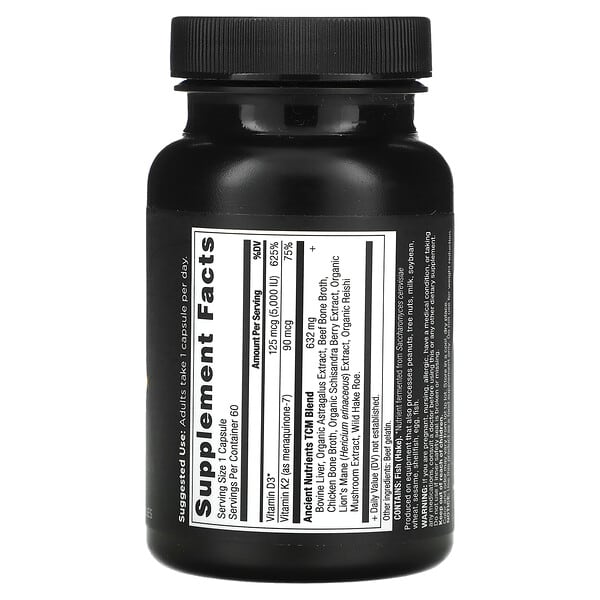 Alternative view of Ancient Nutrition, Vitamin D, 125 mcg (5,000 IU), 60 Capsules