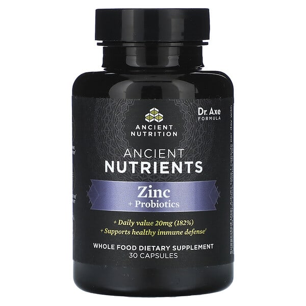 Ancient Nutrition, Zinc + Probiotics, 30 Capsules