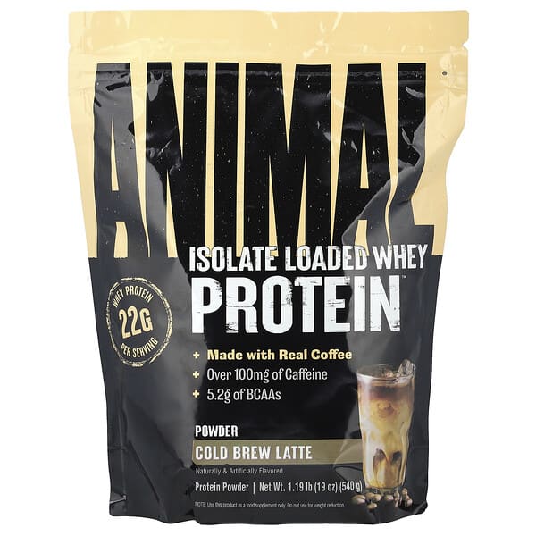 Animal, Isolate Loaded Whey Protein™ Powder, Cold Brew Latte, 1.19 lb (540 g) 3 Animal, Isolate Loaded Whey Protein™ Powder, Cold Brew Latte, 1.19 lb (540 g)