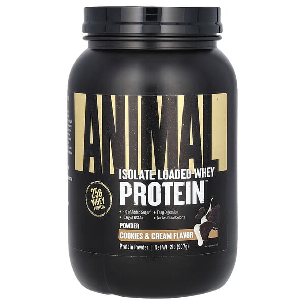 Animal, Isolate Loaded Whey Protein Powder, Cookies & Cream, 2 lb (907 g)