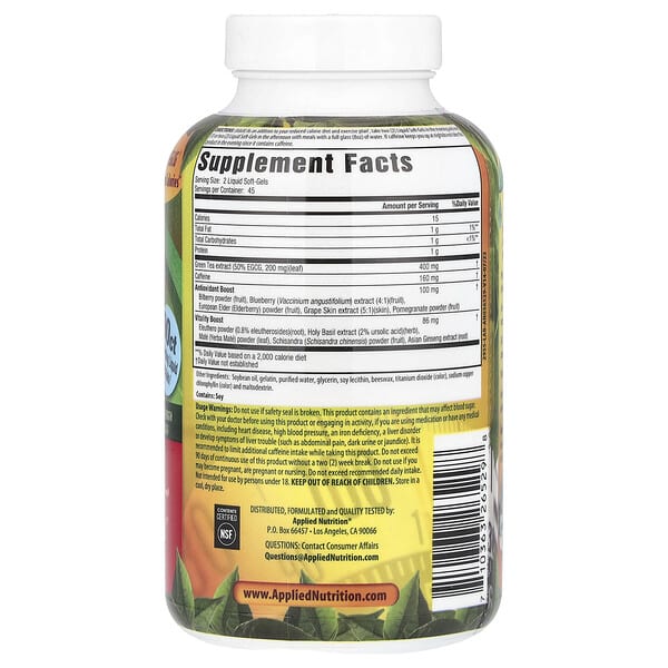 Alternative view of Applied Nutrition, Green Tea Fat Burner®, 90 Fast-Acting Liquid Soft-Gels