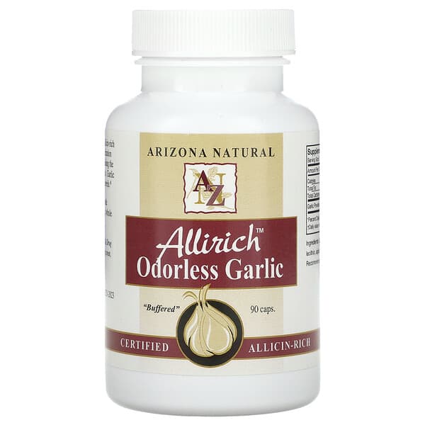 Arizona Natural, Allirich, Odorless Garlic, 90 Caps (85 mg Per Capsule)