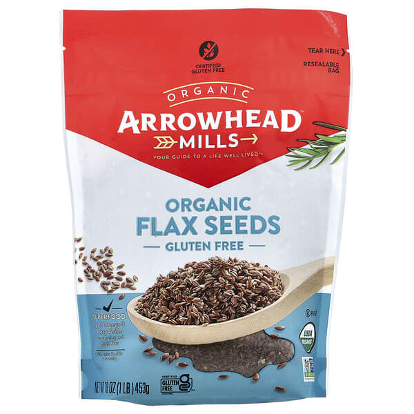 Arrowhead Mills, Organic Flax Seeds, Gluten Free, 1 lb (453 g) 1 Arrowhead Mills, Organic Flax Seeds, Gluten Free, 1 lb (453 g)