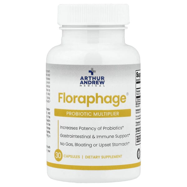 Arthur Andrew Medical, Floraphage®, Probiotic Multiplier, 30 Capsules (1,000,000 PFUs per Capsule)