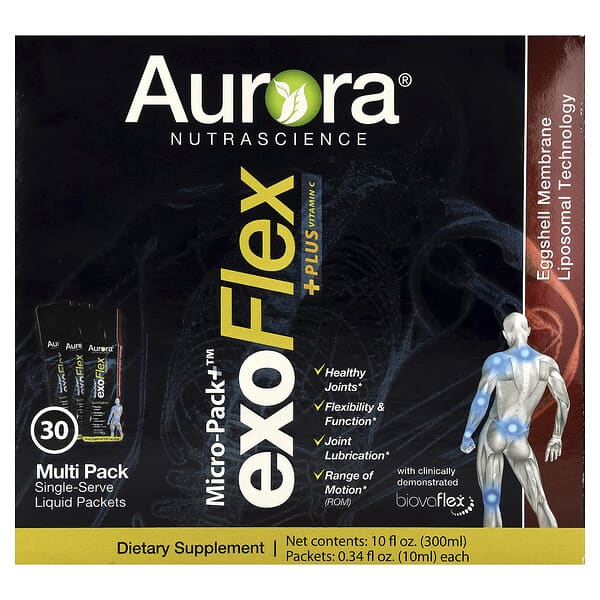 Aurora Nutrascience, Micro-Pack+™ exoFlex + Plus Vitamin C, 30 Packets, 0.34 fl oz (10 ml) Each