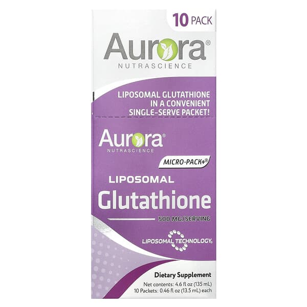 Aurora Nutrascience, Micro-Pack+®, Liposomal Glutathione , 10 Packets, 0.46 fl oz (13.5 ml) Each