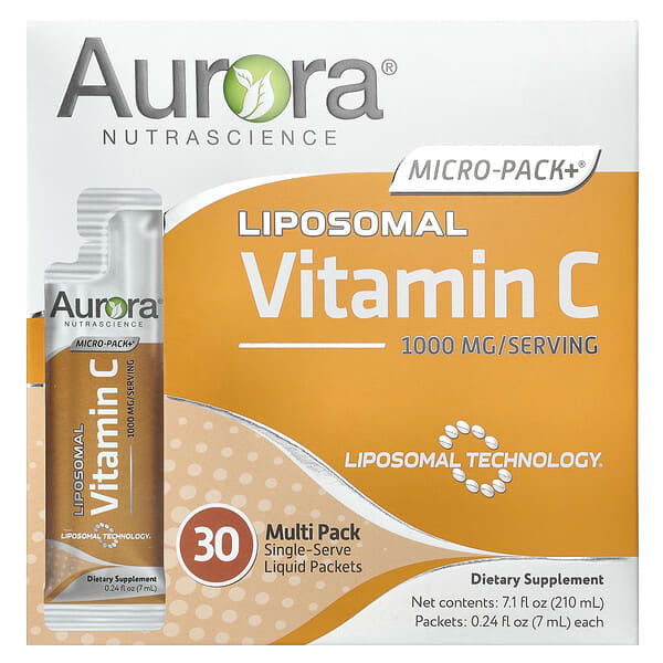 Aurora Nutrascience, Micro-Pack+®, Liposomal Vitamin C, 30 Packets, 0.24 fl oz (7 ml) Each