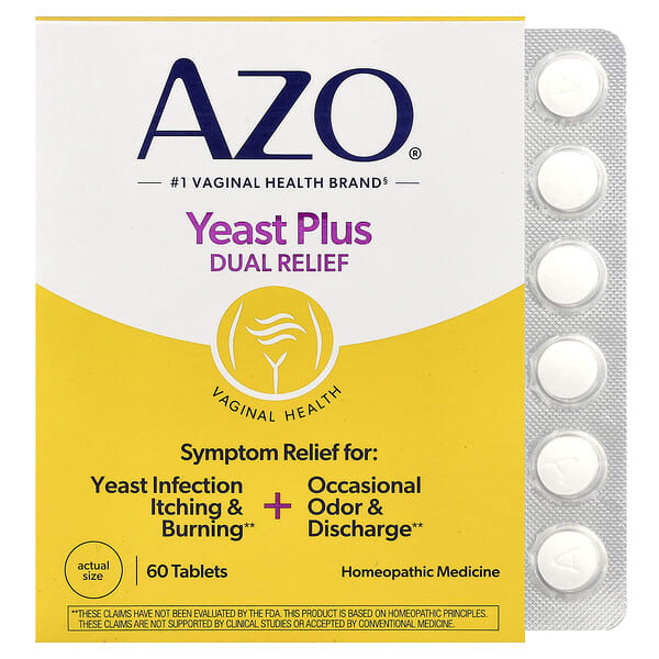 AZO, Yeast Plus, Dual Relief, 60 Tablets