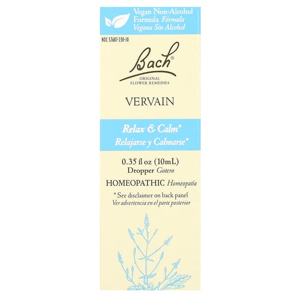 Bach, Original Flower Remedies, Vervain, 0.35 fl oz (10 ml)