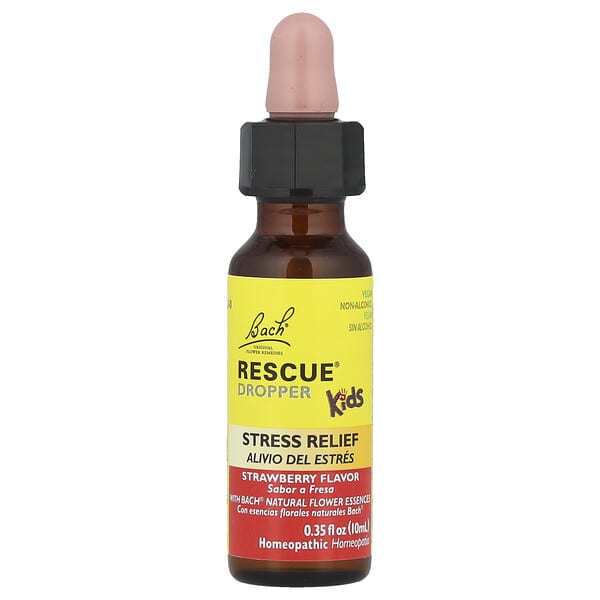 Bach, Rescue® Dropper Kids, Stress Relief, For Ages 2 & Up, Strawberry, 0.35 fl oz (10 ml)