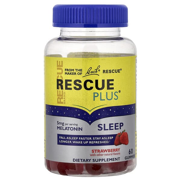 Bach, Rescue Plus®, Sleep Gummies, Strawberry, 60 Gummies (2.5 mg per Gummy)