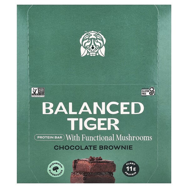 Balanced Tiger, Protein Bar, Chocolate Brownie, 12 Bars, 1.55 oz (44 g) Each