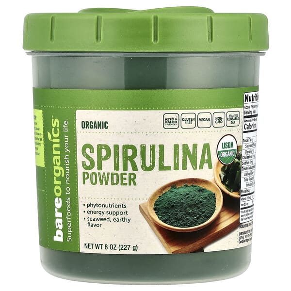 BareOrganics, Organic Spirulina Powder , 8 oz (227 g)