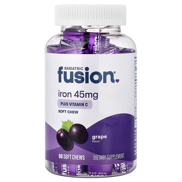 Bariatric Fusion, Iron Plus Vitamin C Soft Chew, Grape, 60 Soft Chews