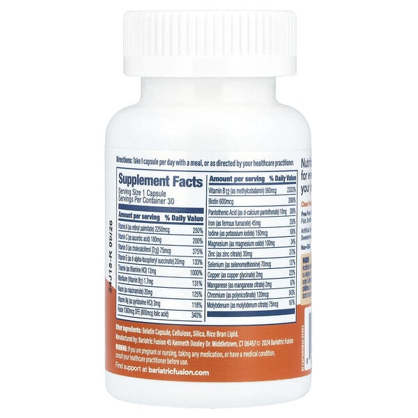 Alternative view of Bariatric Fusion, Multivitamin With Iron, 30 Capsules
