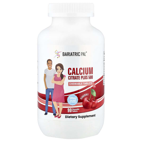 BariatricPal, Calcium Citrate Plus 500, Cherry , 90 Chewable Tablets