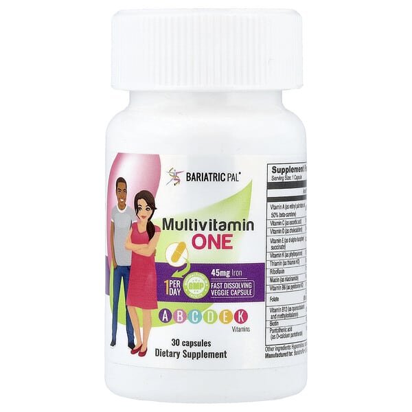 BariatricPal, Multivitamin One with Iron, 30 Capsules