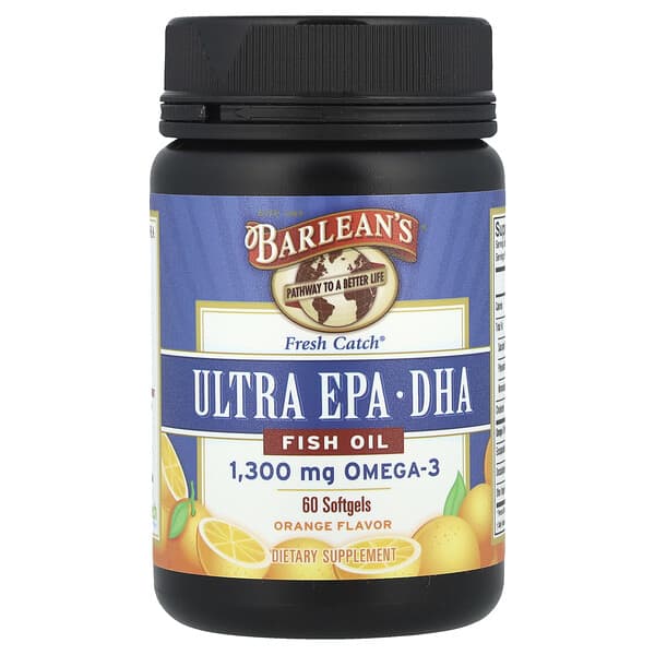 Barlean's, Fresh Catch®, Ultra EPA/DHA Fish Oil, Orange, 60 Softgels (650 mg per Softgel)