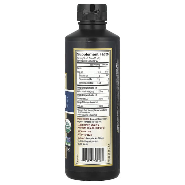 Alternative view of Barlean's, Organic Lignan Flax Oil, 16 fl oz (473 ml)