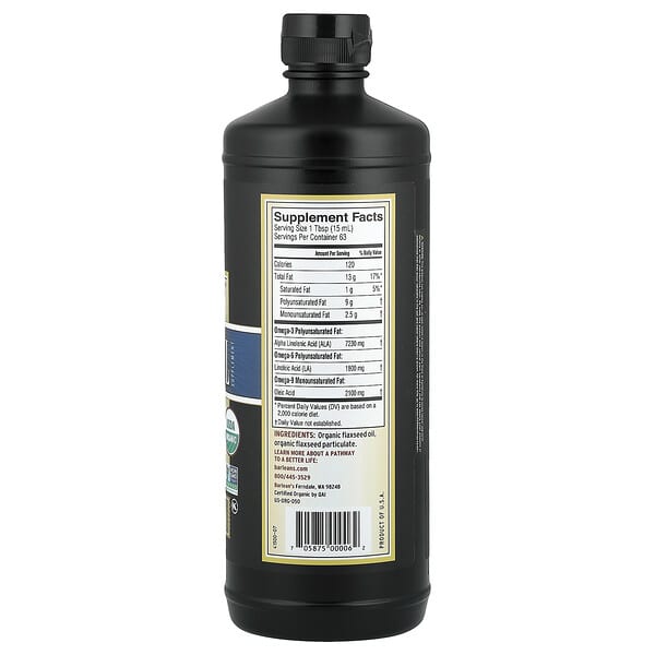 Alternative view of Barlean's, Organic Lignan Flax Oil, 32 fl oz (946 ml)