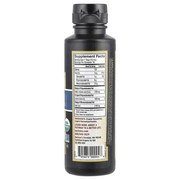 Alternative view of Barlean's, Organic Lignan Flax Oil Supplement, 8 fl oz (236 ml)
