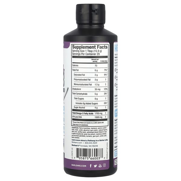 Alternative view of Barlean's, Seriously Delicious®, Omega-3 From Fish Oil, Passion Pineapple Smoothie, 16 oz (454 g)