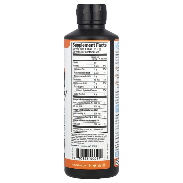 Alternative view of Barlean's, Total Omega®, Omega 3-6-9, Orange Creme, 2,400 mg, 16 oz (454 g)