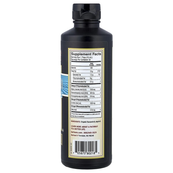 Alternative view of Barlean's, Vegan Omega With Flax + Algae Oil, 16 fl oz (473 ml)