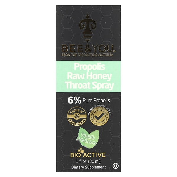 Bee & You, Propolis Raw Honey Throat Spray , 1 fl oz (30 ml)