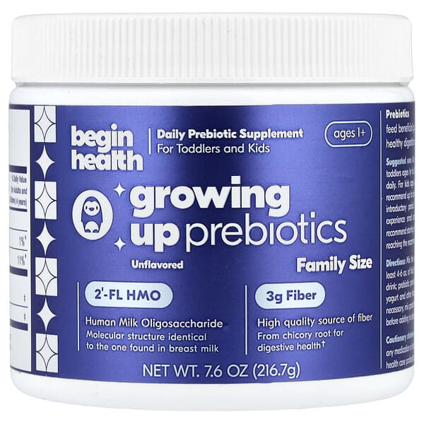 Begin Health, Kids, Growing Up Prebiotics, Ages 1+, Unflavored, 7.6 oz (216.7 g)