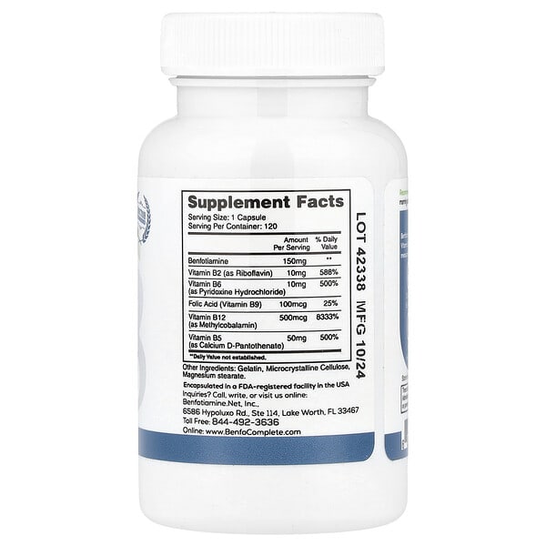 Alternative view of Benfotiamine Inc., Multi-B Benfotiamine Neuropathy Support Formula, 120 Capsules