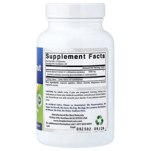 Alternative view of Best Naturals, Broccoli Sprout Extract, 120 Capsules (500 mg per Capsule)