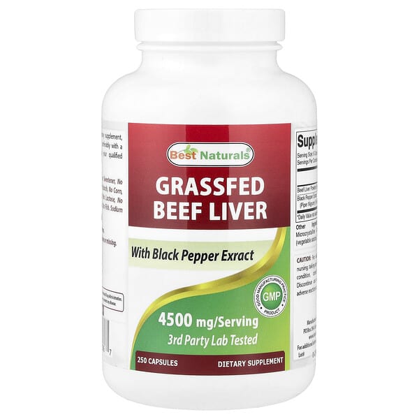 Best Naturals, Grassfed Beef Liver, 250 Capsules
