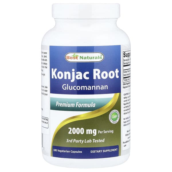 Best Naturals, Konjac Root, 180 Vegetarian Capsules (666 mg per Capsule)
