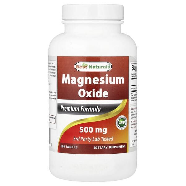 Best Naturals, Magnesium Oxide, 500 mg , 180 Tablets