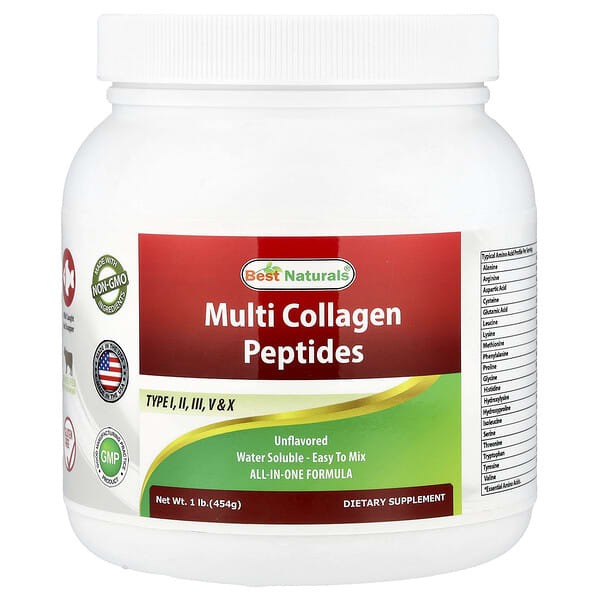 Best Naturals, Multi Collagen Peptides, Unflavored, 1 lb (454 g)