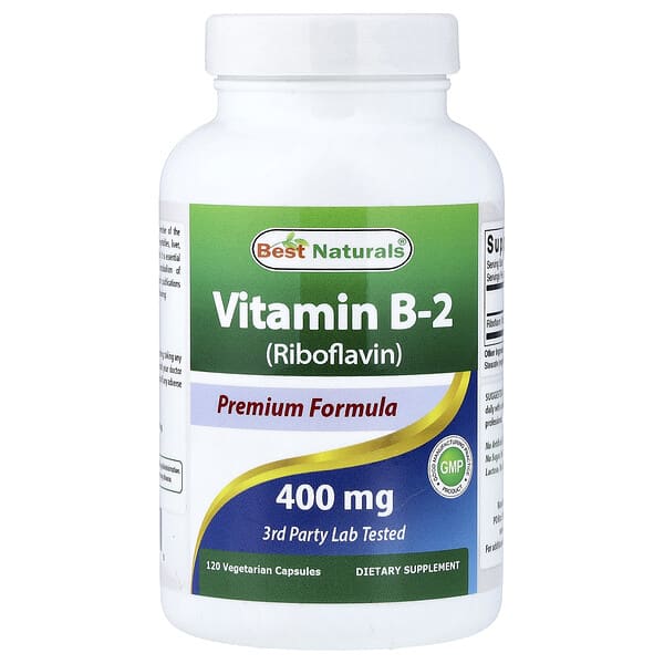 Best Naturals, Vitamin B-2 (Riboflavin), 400 mg, 120 Vegetarian Capsules