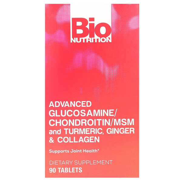 Bio Nutrition, Advanced Glucosamine/Chondroitin/MSM and Turmeric, Ginger & Collagen, 90 Tablets