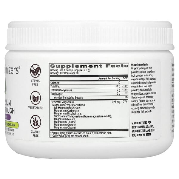 Alternative view of BIOptimizers, Magnesium Breakthrough, Fruit Punch, 4.4 oz (126 g)