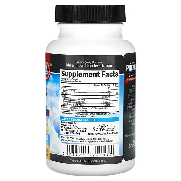 Alternative view of BioSchwartz, Omega 3 Fish Oil, Lemon , 90 Softgels