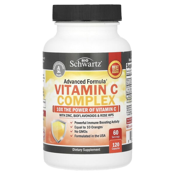 BioSchwartz, Vitamin C Complex with Zinc, Bioflavonoids & Rose Hips, 120 Capsules