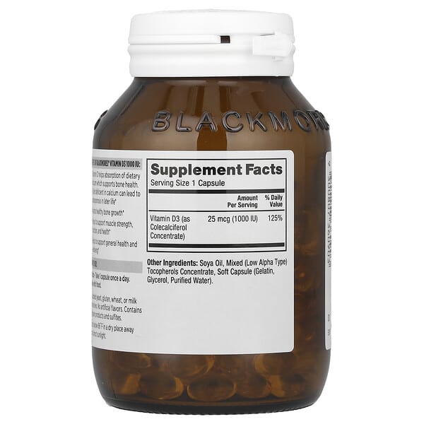 Alternative view of Blackmores, Vitamin D3, 25 mcg (1,000 IU), 200 Capsules