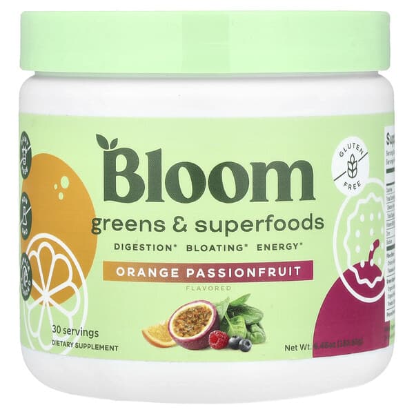 Bloom, Greens & Superfoods, Orange Passionfruit, 6.45 oz (183.6 g)