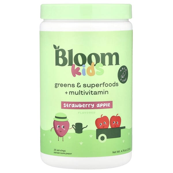 Bloom, Kids, Greens & Superfoods + Multivitamin, Strawberry Apple, 4.76 oz (135 g)