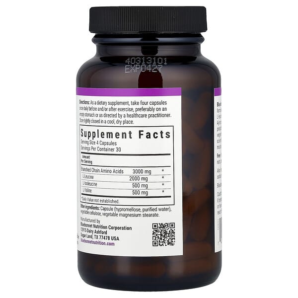 Alternative view of Bluebonnet Nutrition, BCAAs, 4:1:1 Ratio, 120 Vegetable Capsules