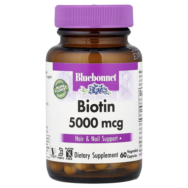 Bluebonnet Nutrition, Biotin, 5,000 mcg, 60 Vegetable Capsules